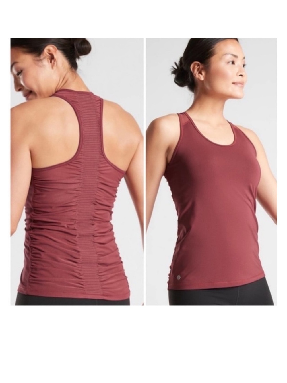 Athleta Baksana Ruched Yoga Athletic Racerback Tank Top Rosewood Workout XS